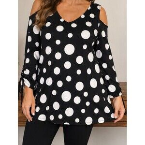 Cold-Shoulder Tunic Top with Polka Dots